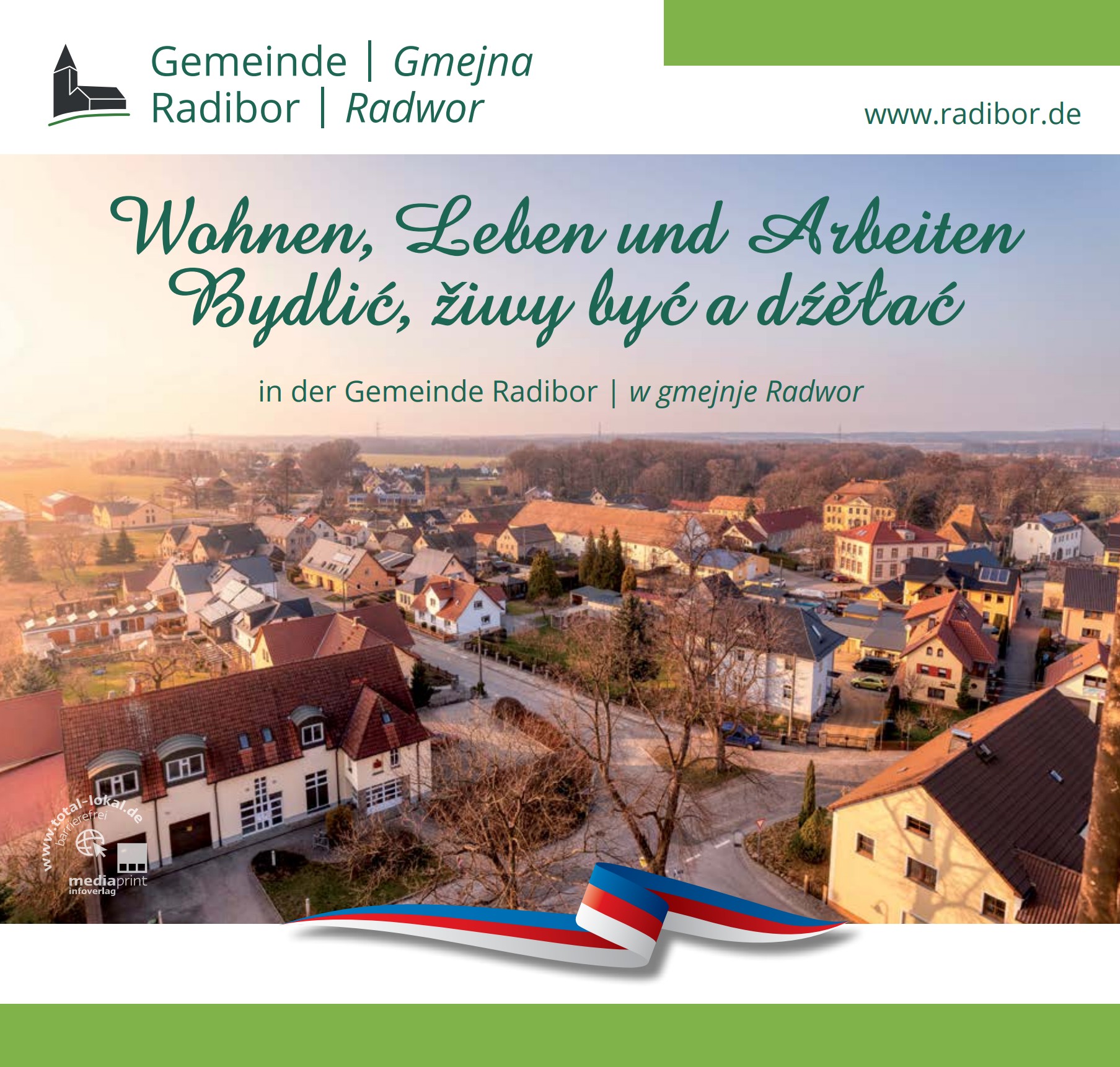 Titel-Cover der Broschüre Gemeinde Radibor mit Luftbildansicht